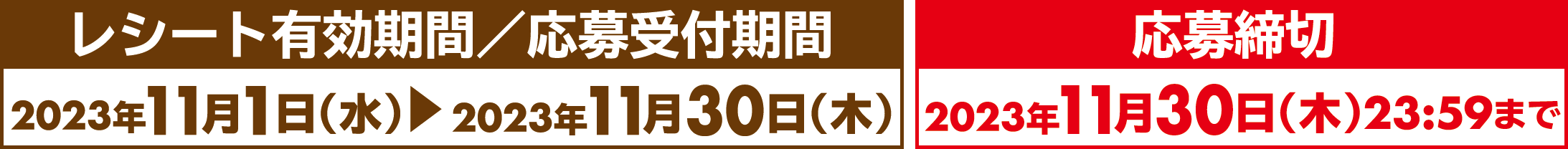 レシート有効期限/応募受付期間　応募締切